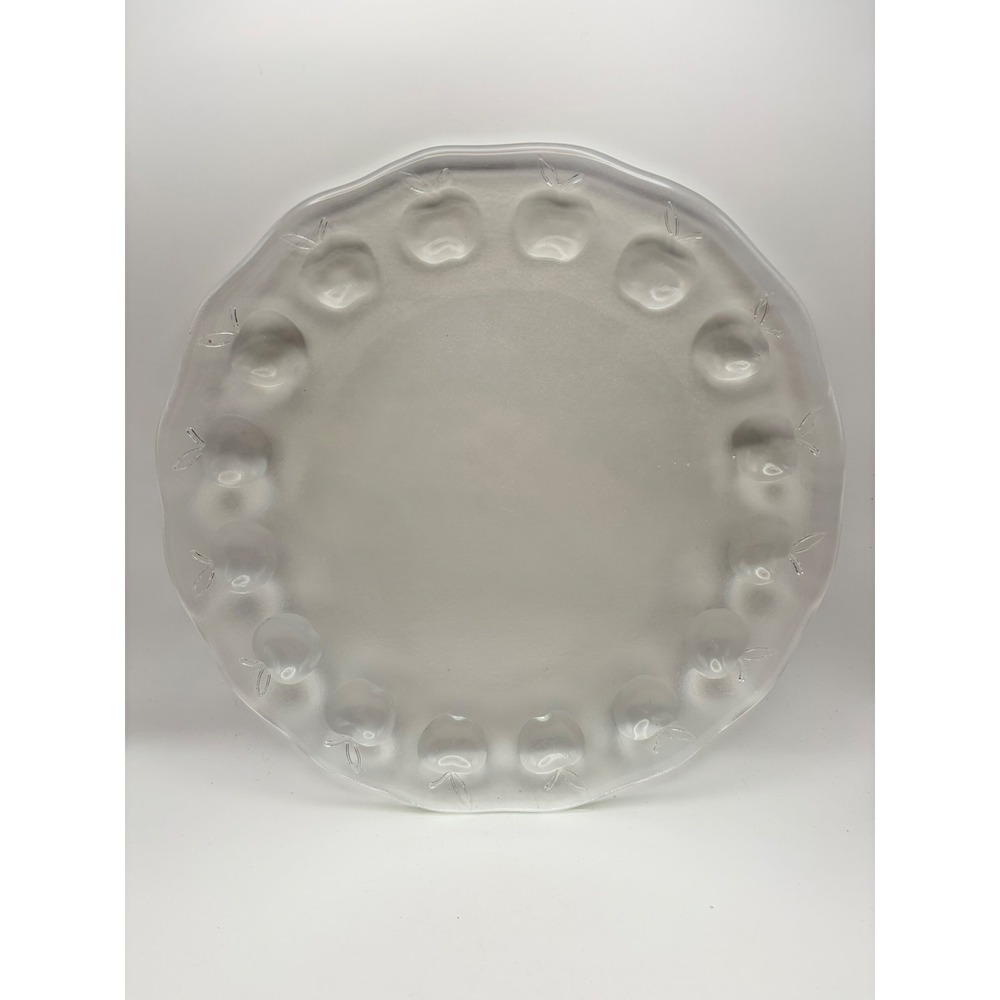 Vintage Gibson Home Apple Delight Clear Glass 12" Cake Plate Round Serving Tray